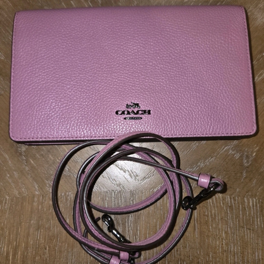 oach Anna Foldover Women's Leather Crossbody Clutch - Violet/Orchid